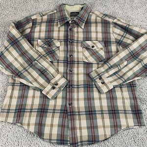 Vintage Sears Sportswear Flannel Shirt Men's XL Brown Plaid Perma Prest 66